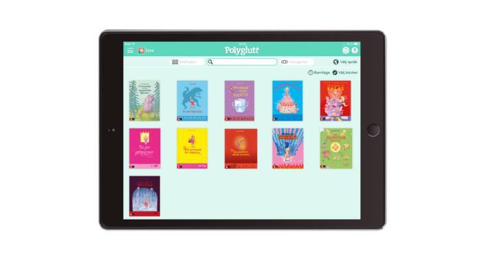 Polyglutt på läsplatta