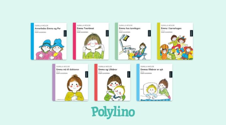Skjermbilde av bokomslagene til Thomas og Emma-bøkene du finner i Polylino