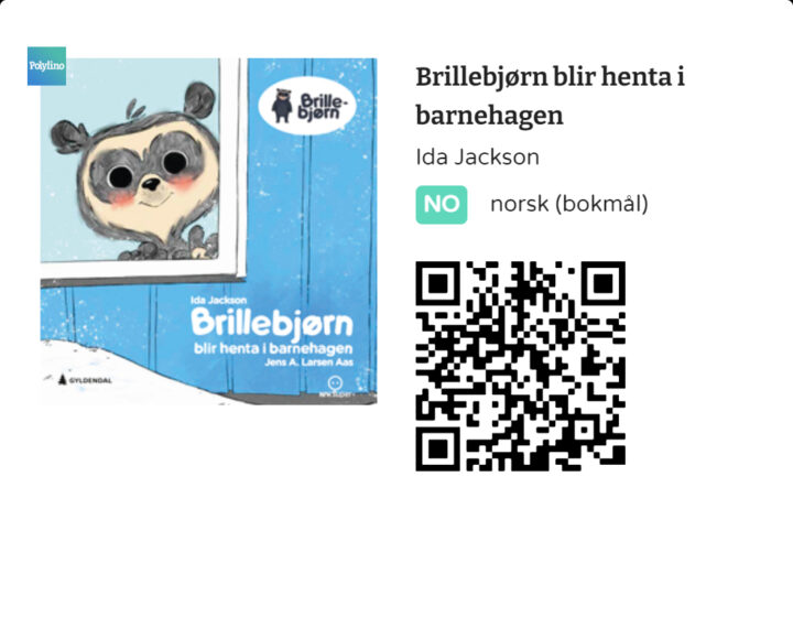 QR-kode til boken Brillebjørn blir hentet i barnehagen av Ida Jackson