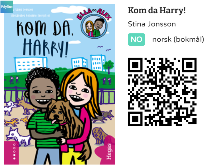 QR-kode til boka Kom da Harry, i Polylino