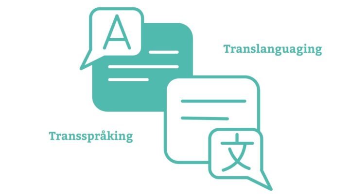 Illustrasjon med universelt språk-ikon for flerspråklighet og språkvalg som skal illustrere transspråking/translanguaging i ILT sine tjenester