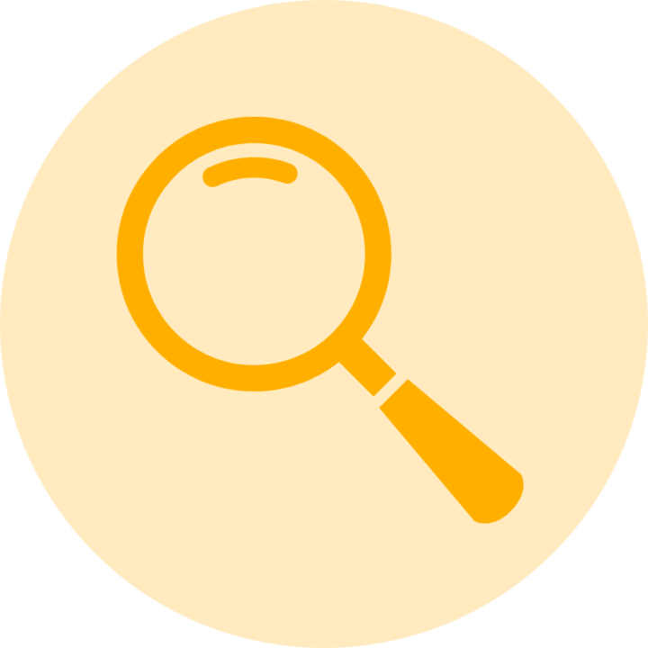 Ljusgul cirkel med gult förstoringsglas