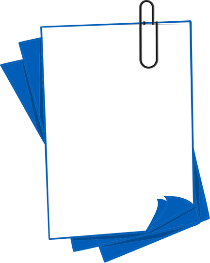 Ikon med papper hopfästa med ett gem.