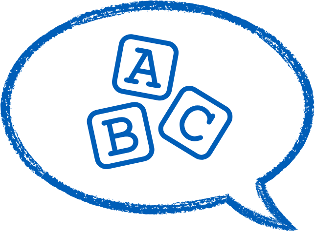 Ikon med pratbubbla som innehåller bokstäverna A, B och C. Title: Dagens ord