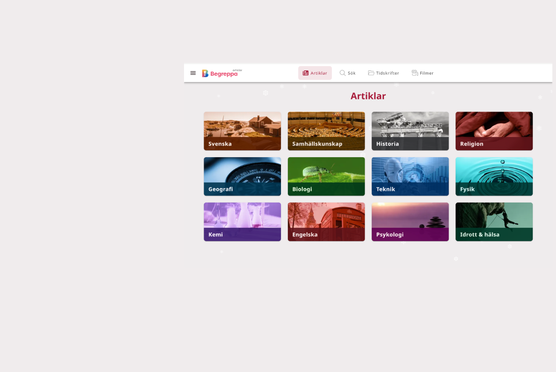 Artiklar i Begreppa för olika ämnen i undervisningen