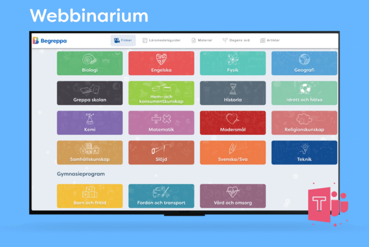 Webbinarium Begreppa undervisning med översikt av ämnen och funktioner i tjänsten