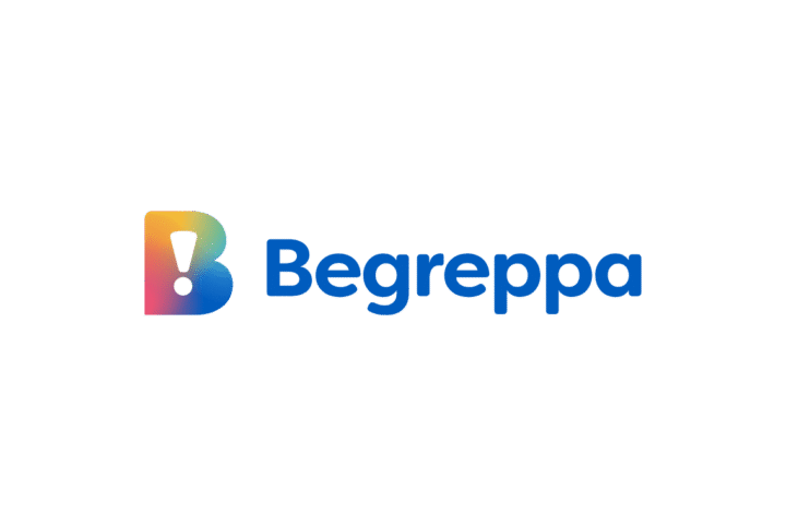 Begreppas logotyp med färgad symbol och blå text mot svart bakgrund